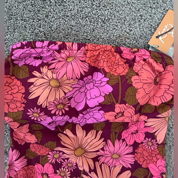Kona Sol Pink and Purple Floral Women’s One Piece Bathing Suit, Swim, Size S - Picture 3 of 9